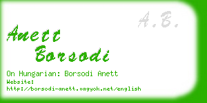 anett borsodi business card